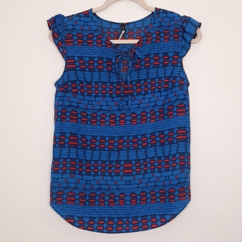 Antro Plenty by Tracy Reese Blue & Red Blouse XS